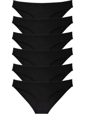 Pileli Store 6 Adet Süper Eko Set Likralı Kadın Slip Külot Siyah