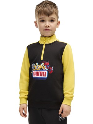 P637628 Puma x Trnsfrmrs Half-Zip Çocuk Sweatshirt Siyah