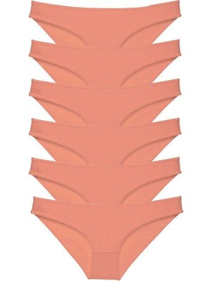 Pileli Store 6 Adet Süper Eko Set Likralı Kadın Slip Külot Pudra