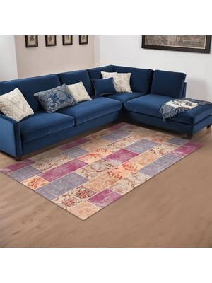 Mey İthalat Kadife Kaymaz Pamuk Tabanlı Yıkanabilir Antibakteriyel Salon Halısı 100X150