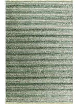 Mey İthalat Yeşil Çizgili Kilim Kaymaz Taban Salon Oturma Odası Antre Halısı 33011A, 60 x 100