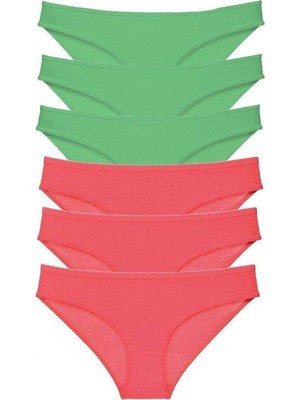 Pileli Store 6 Adet Eko Set Likralı Kadın Slip Külot Yeşil Fuşya