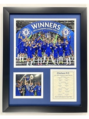 Mey İthalat Chelsea Fc 2020-2021 Uefa Şampiyonlar Ligi Galibi, 30,48 cm x 38,1 cm Çerçeveli Fotoğraf Kolajı