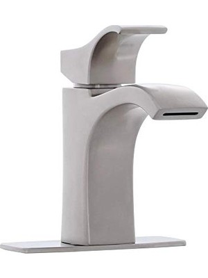 Mey İthalat Venturi Banyo Lavabo Bataryası, LF042VNGS, Tek Kontrol, 1 Saplı, Tek Delikli, Spot Savunma Fırçalanmış Nikel Kaplama