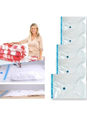 Mey İthalat Vakumlu Hurç Poşet Seti, 5 Parça: 2 Adet 50X70,2 Adet 55X90,1 Adet 80X100