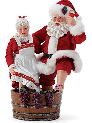 Mey İthalat Possible Dreams Bon Apetit Santa And Mrs. Claus Christmas Crush Şarap Yapımı Heykelcik, 25 Cm, Çok Renkli
