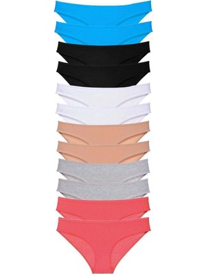 Pileli Store 12 Adet Eko Set Likralı Kadın Slip Külot Çok Renkli 6