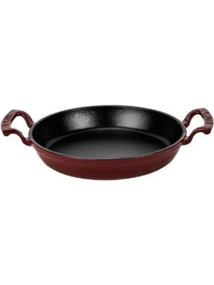 Lava Demir Döküm Yuvarlak Kulplu Tava 24 cm Sahan Bordo