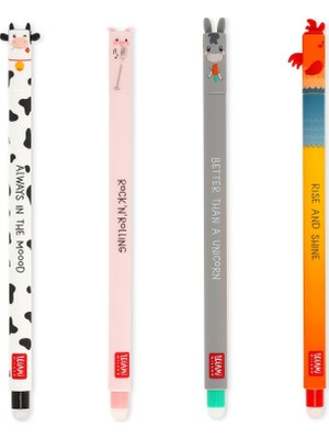 Legami - 4'lü Set Jel Silgi Çiftliği Sweet Farm Kalemler, Isıya Hassas, Silinebilir Mürekkep, S