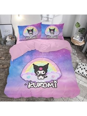 Mey İthalat Kuromi Temalı 3D Baskılı Çift Kişilik Nevresim Takımı, Pembe 200 x 220