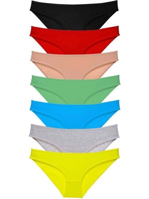 Pileli Store 7 Adet Süper Eko Set Likralı Kadın Slip Külot Çok Renkli