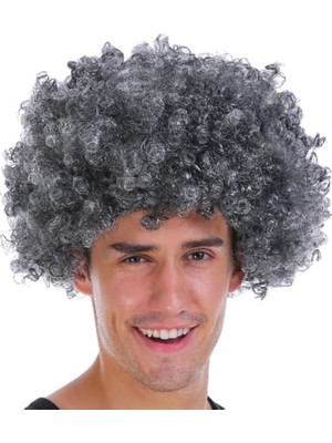 Mey İthalat Gri Kabarık Afro Bonus Takma Peruk