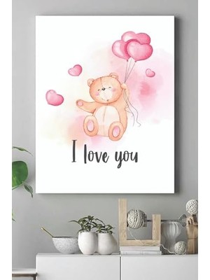 Mey İthalat (PSTER15316) Pembe Ayıcık Çocuk Odası Kanvas Tablo 40 x 60