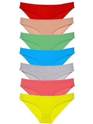 Pileli Store 7 Adet Süper Eko Set Likralı Kadın Slip Külot Çok Renkli