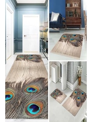 Mey İthalat Yolluk, On The Clouds 3'lü Yatak Odası Halısı Takımı 3'lü Vintage (1AD 80 x 300-2AD 80 x 150 -Hediye Paspas) Ytkm2,80 x 300