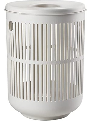 Mey İthalat Kapaklı Çamaşır Sepeti, Çamaşır Torbası, Çap 40 Cm, Yükseklik 54 Cm, Yumuşak Gri (Açık Gri)
