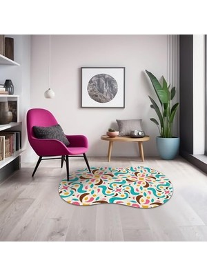 Mey İthalat Şönil Kaymaz Pamuk Tabanlı Yıkanabilir Antibakteriyel Asimetrik Salon Halısı 160X160