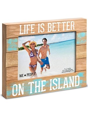 Mey İthalat Pavilion Island-12,7 x 18,7 cm Life Is Better On The Island Resim Çerçevesi, 13,7 x 17,7