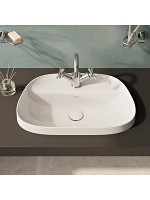 Mey İthalat 5696B403-0041 57 cm Beyaz Frame Tezgah Üstü Tv Lavabo, Armatür Bantlı, Clean