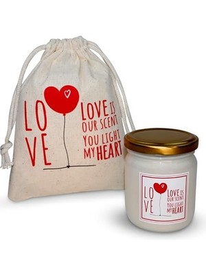 Mey İthalat Love Note Koleksiyonu Wood & Spice Sandal Kokulu Cam Bardak Mum, 135 G, Metal Kapaklı ve Bez Keseli