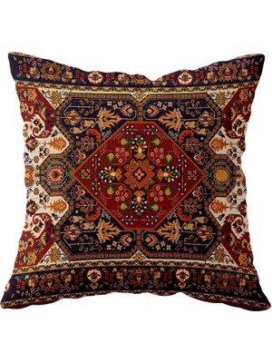 Mey İthalat Kilim Desenli Çift Taraflı Gizli Fermuarlı Kahverengi Yastık Kılıfı 43 x 43,5591613400450455