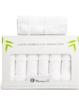 Mey İthalat Bambu Yüz ve Vücut Yıkama Bezi, 6'lı Set, Beyaz, 12X12