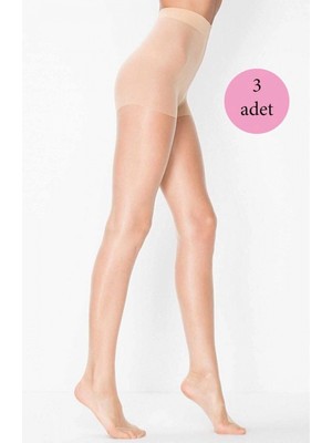 Pileli Store 3 Adet Kadın Super Ince Mat 15 Den Külotlu Çorap Açık Ten