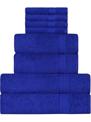 Mey İthalat Havlu, Mürdüm Home My Mürdüm, Lüks 2 Banyo Havlusu, 2 El Havlusu ve 4 Mutfak Havlusu, Ring Pamuklu Banyo Için Yüksek Emici Duş Havlusu 8 Parça Havlu Seti (Royal Mavi)