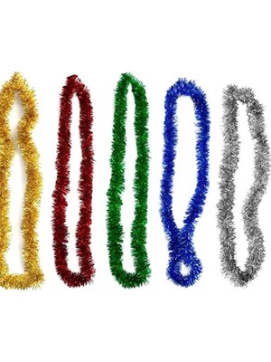 Mey İthalat Yılbaşı Parti Süsü Boyun Süsü 4 Adet, Yılbaşı Parlak Garland 200 cm