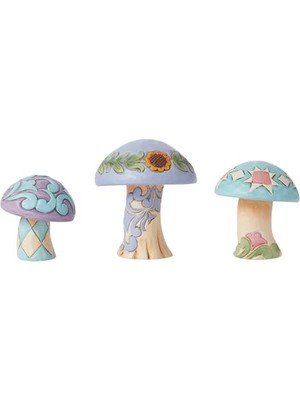 Mey İthalat Heartwood Creek Nature's Meadow Mushrooms Minyatür Heykelcik Seti, 6,5 Cm, Çok Renkli