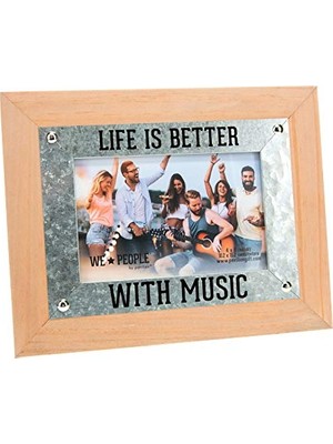 Mey İthalat 67724 Life Is Better Music People 4 x 6 Mdf Şövale Arka Duvara Asılan Resim Çerçevesi, Kahverengi