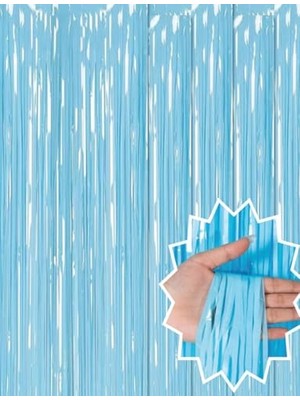 Mey İthalat Soft Mavi Püsküllü Kapı Perdesi, Parti, Baby Shower, Sünnet Süsü ve Cinsiyet Partisi Için 1x2 M