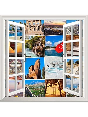 Mey İthalat Pencere Poster Duvar Kağıdı Türkiye Fotokolaj Yapışkanlı Sticker