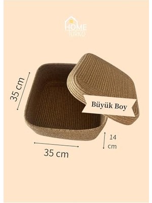 Mey İthalat Büyük Boy Jüt Örme Kapaklı Sepet, Jütekare-Büyük
