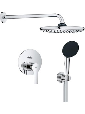 Mey İthalat Start 250; Duş Sistemi (250 mm Duş Başlığı 1 Püskürtme Türü, El Duşu 2 Püskürtme, Evrensel Montaj Kutusu, 150 cm Duş Hortumu), Yuvarlak, Krom, 25292000