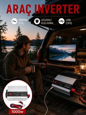 Ankaverse 1000W Araç Inverter Aküden Elektrik Üreten Taşınabilir Güç Dönüştürücü