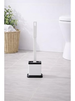 Mey İthalat Silikon Tuvalet Fırçası, Pratik Silikon Wc Klozet Fırçası, Kare, Beyaz, S-220