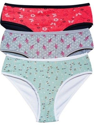 Pileli Store Pamuklu Geniş Kenarlı Likralı Desenli Bato Kadın Külot 3'lü Paket Set1