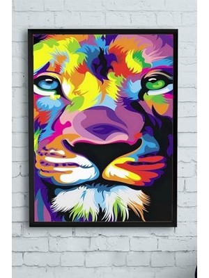 Mey İthalat PSTER9871 Aslan Motivasyon Çerçeveli Tablo (40X50 Cm)