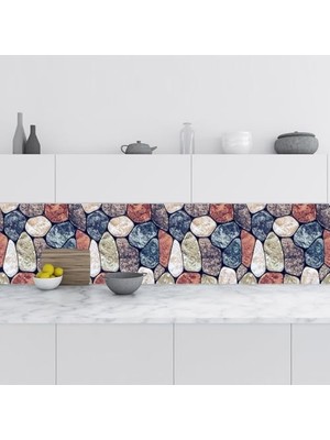 Mey İthalat Mutfak Tezgah Arası Folyo Fayans Kaplama Folyosu Mermer Taş Doku 60X500 cm