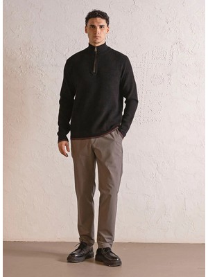 gmg firenze Gmg Fırenze Kahverengi Erkek Dik Yaka Regular Fit Kazak GU25MFW04013