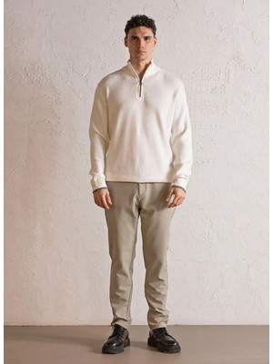 gmg firenze Gmg Fırenze Ekru Erkek Dik Yaka Regular Fit Kazak GU25MFW04013