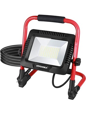 Mey İthalat LED Şantiye Projektörü, 50 W, 5500 Lm, 6500 K, Su Geçirmez IP65 Çalışma Lambası, Döndürülebilir, 3 M Fişli Kablo