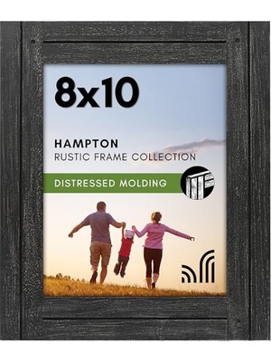 Mey İthalat 8X10 Rustik Resim Çerçevesi, Kömür Siyahı Dokulu Ahşap ve Cilalı Camlı