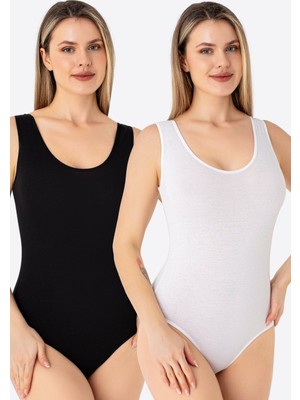 Arma Yıldız 2'li Kadın Çıtçıtlı Atlet / Body Kalın Askılı Pamuklu Likralı