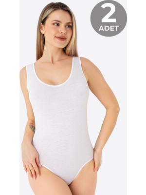 Arma Yıldız 2'li Kadın Çıtçıtlı Atlet / Body Kalın Askılı Pamuklu Likralı