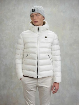 Blauer Beyaz Erkek Kapüşonlu Mont 25WBLUC02079-100EI Adams