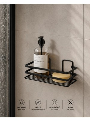Suntel Tek Katlı Vidalı Banyo Rafı Duvar Montajlı Metal Düzenleyici