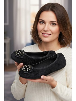 Ceyda Shoes Süslü Kadife Ev,hac Tavaf Umre Babeti, Hediye, Günlük Babet,tüylü Babet, Panduf, Patik, Gösteri Pisi Pisi