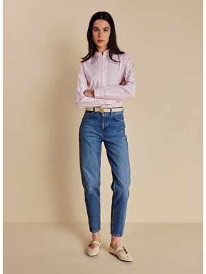 Brooks Brothers Mavi Kadın %100 Pamuk Denim Pantolon BBSS26FDP002